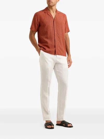 Orlebar Brown Maitan Geometric-print Shirt In Red