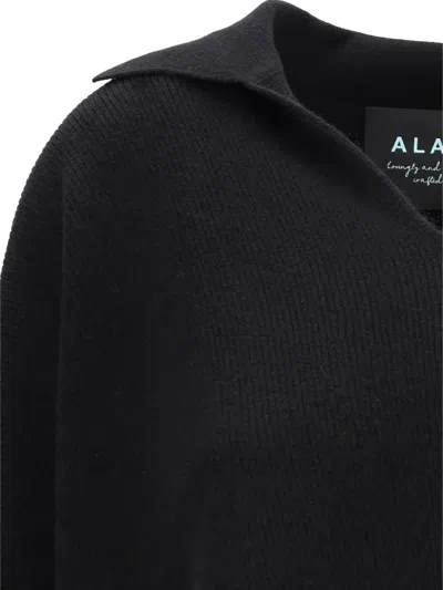 Alanui Sweater With Polo Collar In Black