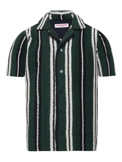 Orlebar Brown Criffith Camp-collar Striped Cotton-blend Terry Shirt In Multi