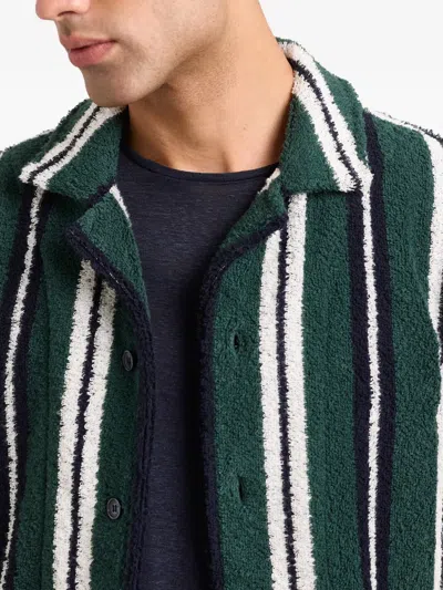 Orlebar Brown Criffith Camp-collar Striped Cotton-blend Terry Shirt In Multi