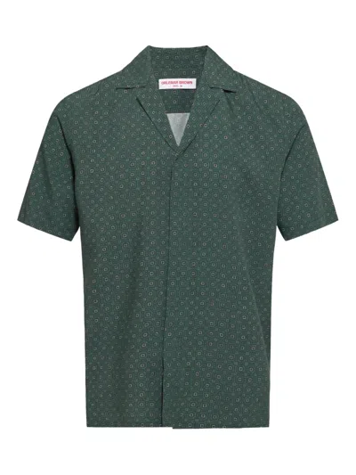 Orlebar Brown Maitan Solstice Geometric-print Shirt In Green