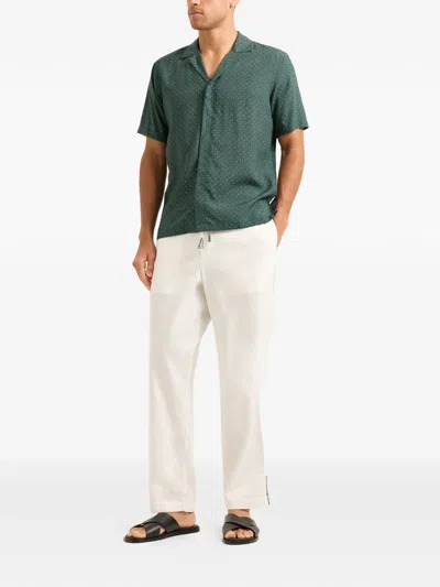 Orlebar Brown Maitan Solstice Geometric-print Shirt In Green