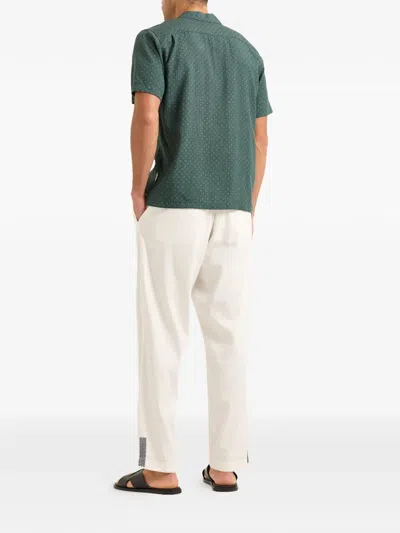 Orlebar Brown Maitan Solstice Geometric-print Shirt In Green