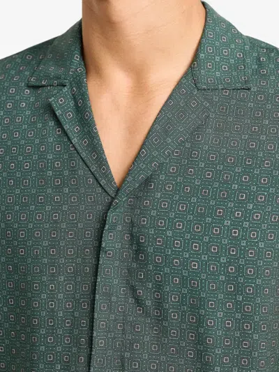 Orlebar Brown Maitan Solstice Geometric-print Shirt In Green