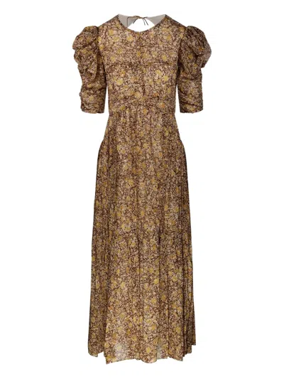 Isabel Marant Étoile Sichellia Puff-sleeve Floral Maxi Dress In Brown