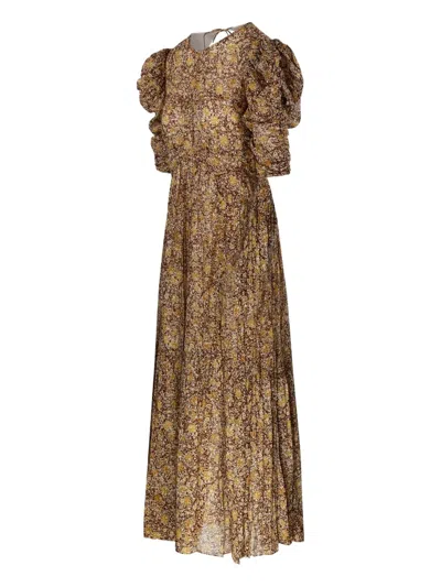 Isabel Marant Étoile Sichellia Puff-sleeve Floral Maxi Dress In Brown