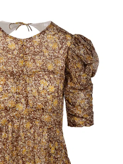 Isabel Marant Étoile Sichellia Puff-sleeve Floral Maxi Dress In Brown