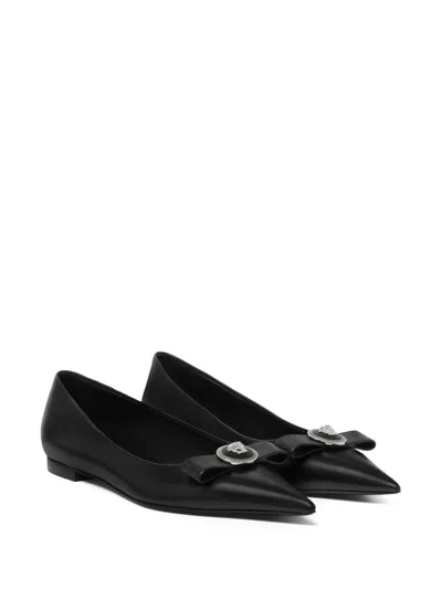 Versace Medusa Pointed Ballet Flats In Black