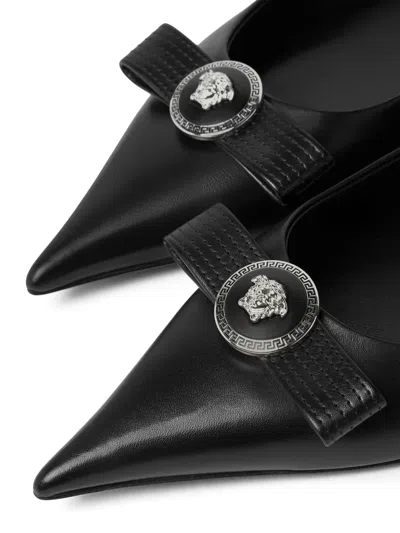 Versace Medusa Pointed Ballet Flats In Black