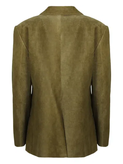 Blazé Milano Velvet Double-breasted Blazer In Green