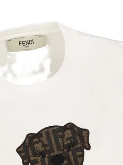 Fendi Itina Patch Crewneck T-shirt In White