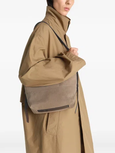 Lemaire Small Belted Tote Bag In Neutral