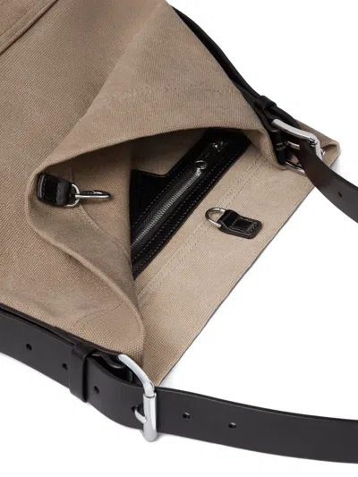 Lemaire Small Belted Tote Bag In Neutral