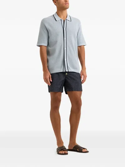 Orlebar Brown Roddy Button-up Perforated Shirt In Blue