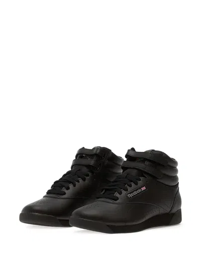 Reebok Leather Strapped High-top Sneakers In Black