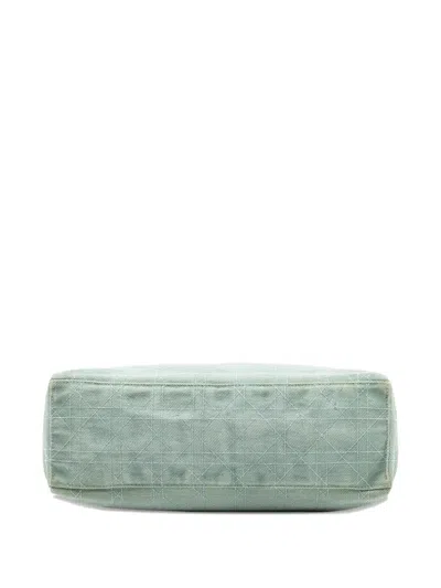 Pre-owned Dior 1999 Large Denim Cannage Acrylic Handles Lady  Satchel In Blue