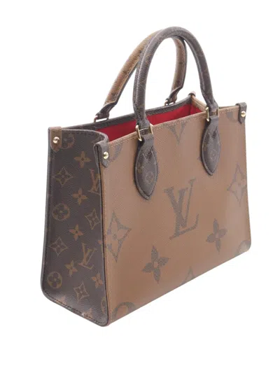 Pre-owned Louis Vuitton 2021-2025 Monogram Giant Onthego Pm Satchel In Brown