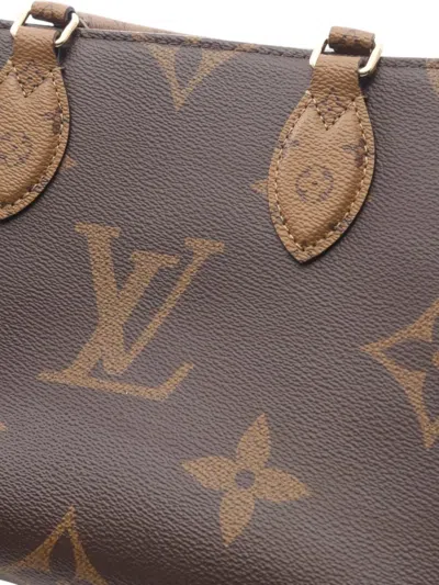 Pre-owned Louis Vuitton 2021-2025 Monogram Giant Onthego Pm Satchel In Brown