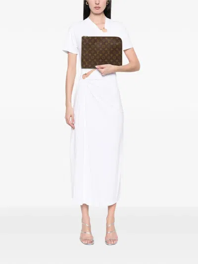 Pre-owned Louis Vuitton 1985 Monogram Poche Documents Portfolio 30 Clutch Bag In Brown
