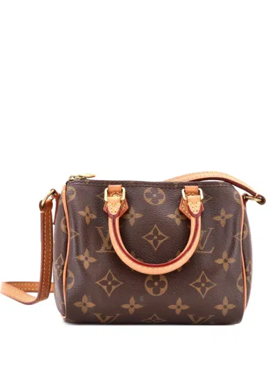 Pre-owned Louis Vuitton Speedy Bandouliere Bag Monogram Canvas Nano Crossbody Bag In Brown