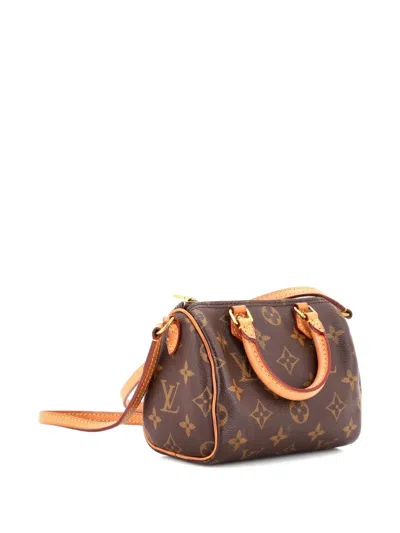 Pre-owned Louis Vuitton Speedy Bandouliere Bag Monogram Canvas Nano Crossbody Bag In Brown