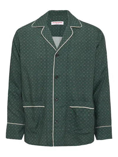 Orlebar Brown Murray Geometric-print Shirt In Green