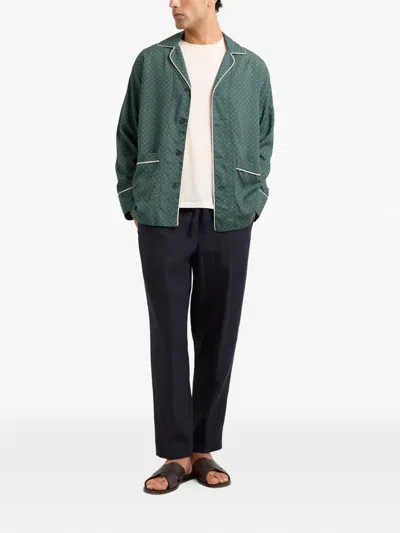 Orlebar Brown Murray Geometric-print Shirt In Green