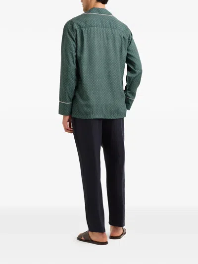 Orlebar Brown Murray Geometric-print Shirt In Green