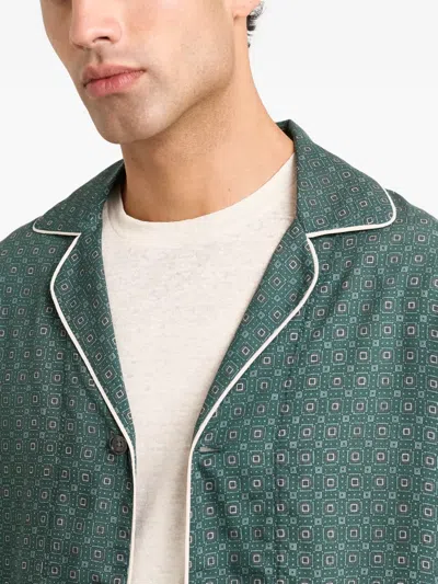 Orlebar Brown Murray Geometric-print Shirt In Green