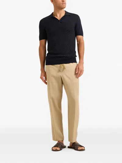 Orlebar Brown Horton Jacquard Polo-collar Top In Blue