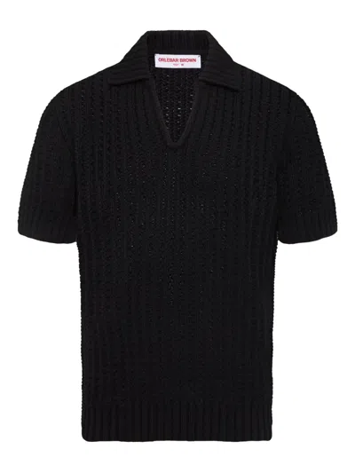 Orlebar Brown Swift Crochet-knit Top In Black