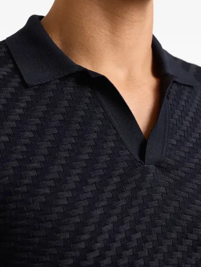 Orlebar Brown Horton Jacquard Polo-collar Top In Blue