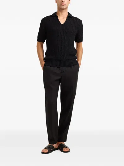 Orlebar Brown Swift Crochet-knit Top In Black