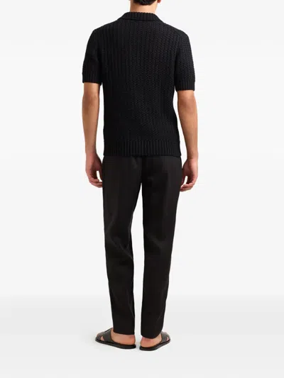 Orlebar Brown Swift Crochet-knit Top In Black