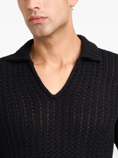 Orlebar Brown Swift Crochet-knit Top In Black