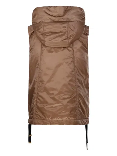 Max Mara Hooded Zip-up Gilet In Brown