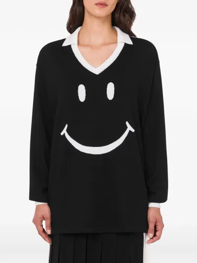 Moschino V-neck Sweater In Black
