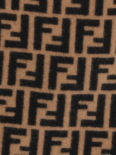 Fendi Jacquard-pattern Fringed Poncho In Brown