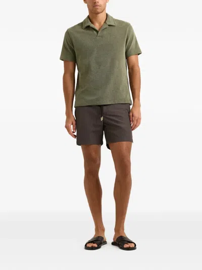Orlebar Brown Terry Resort Cotton Terry Polo Shirt In Green