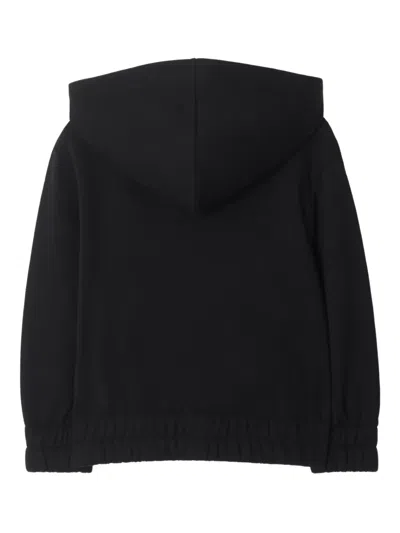 Burberry Kids Ekd Printed Zip-up Hoodie In Black