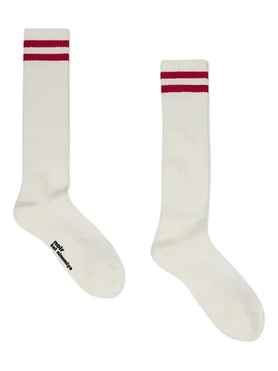 Noir Kei Ninomiya Striped-detail Socks In White