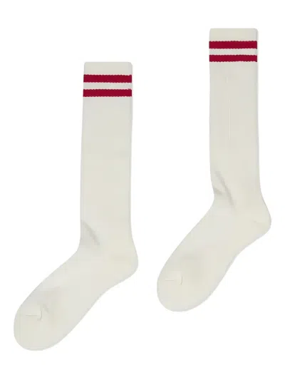 Noir Kei Ninomiya Striped-detail Socks In White