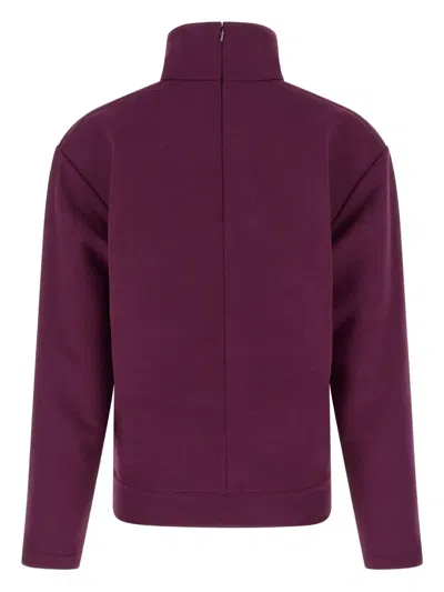 Saint Laurent Mandarin Collar Padded Sweatshirt In Purple