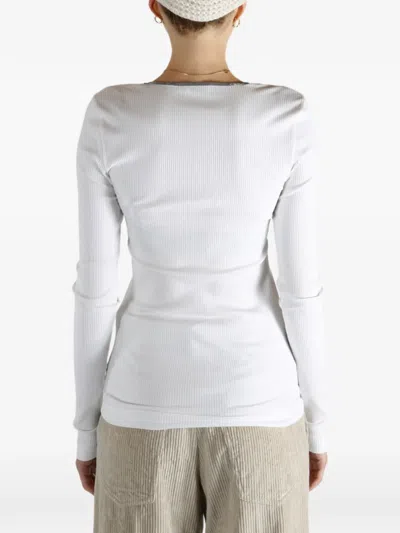 Brunello Cucinelli V-neck Long-sleeve T-shirt In White