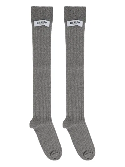 Attico Ribbed Knee-high Socks In Gray