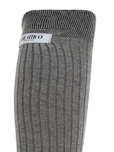 Attico Ribbed Knee-high Socks In Gray