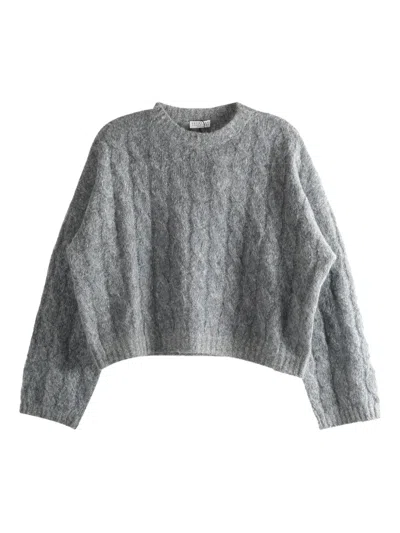 Brunello Cucinelli Cable-knit Sweater In Gray