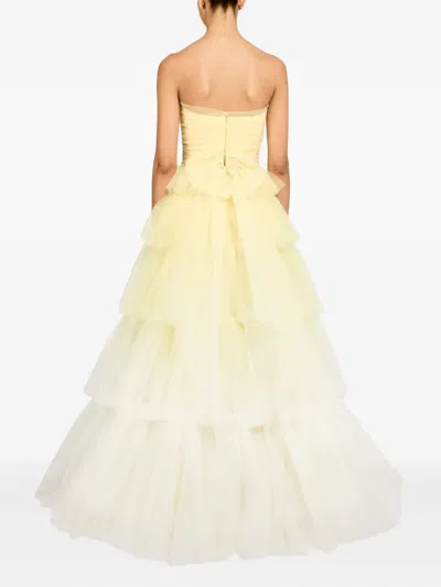 Jenny Packham Adore Tiered Bow Gown In Yellow