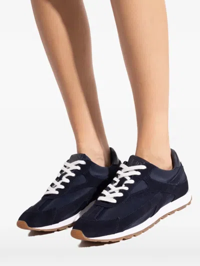 Anine Bing Lace-up Panelled Suede Sneakers In Blue