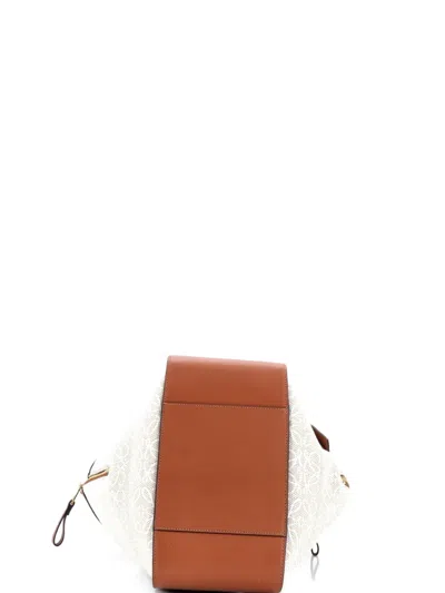 Pre-owned Loewe Hammock Bag Leather And Anagram Jacquard Small Shoulder Bag In Brown